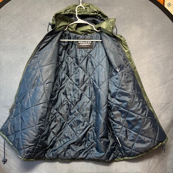 Mossi Racing Parka Jacket Hooded Quilted Shiny Full Zip Winter Athletic Perform - Picture 3 of 15